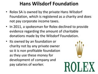 how much does rolex donate to charity|who owns Rolex foundation.